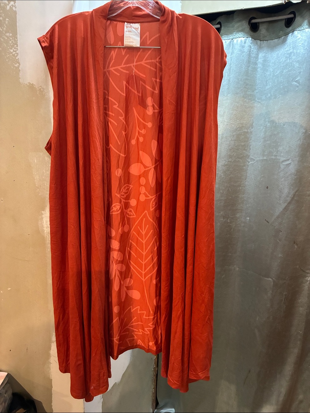 Sleeveless Open Front Cardigan Vest in Deep Orange